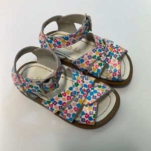 Saltwater toddler sandals, floral, size 5